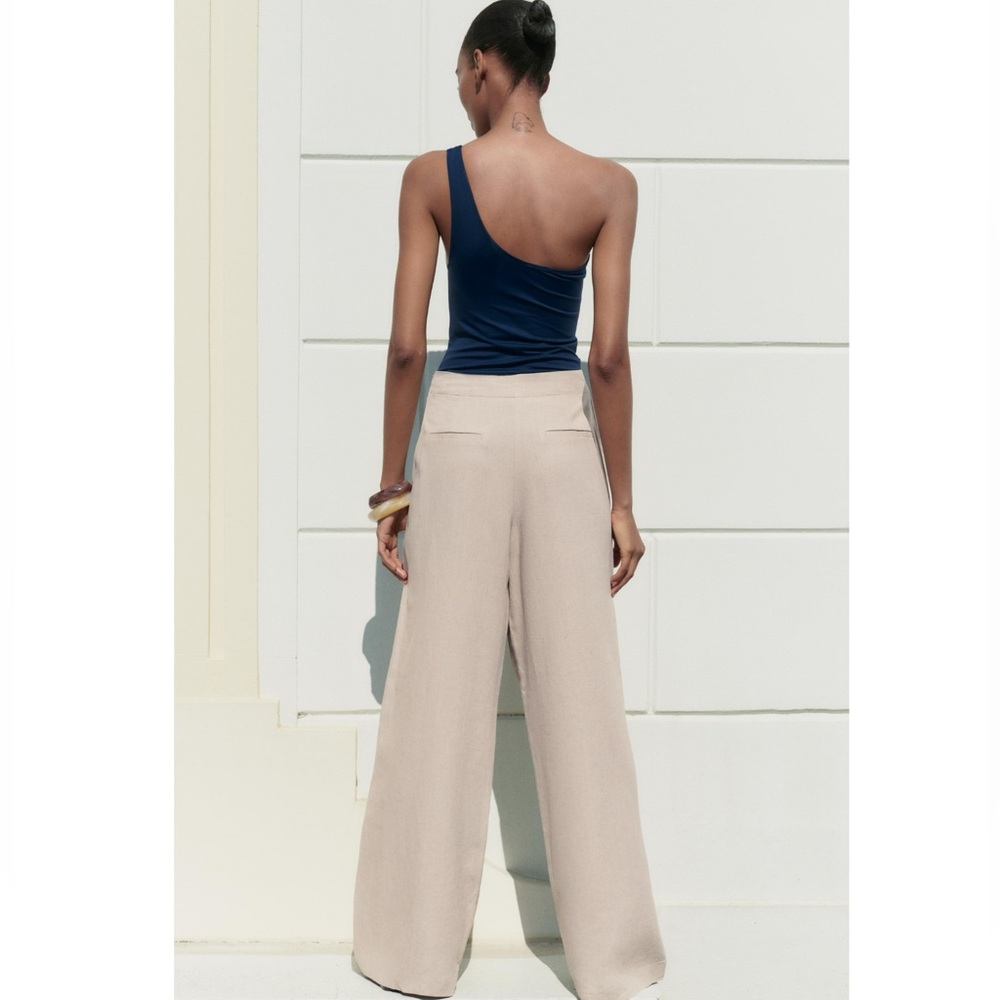 Zara LINEN BLEND PAREO PANTS - Picture 12 of 12